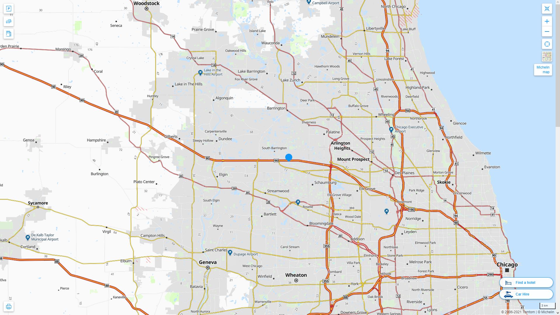 Hoffman Estates illinois Highway and Road Map